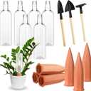 Baderke 6 Set Self Plant Watering Devices Include 6 Pcs Terracotta Watering Spikes 6 Pcs 25 oz Plastic Wine Bottles 1 Set Planting Tools Slow Release Plant Water Planter for Indoor Outdoor Plant