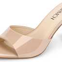 Womens Pointed Toe Mule Sandal Heels, Slip On Open Toe Kitten Heels for Women, Heeled Sandals Mules for Dress,Casual Outfits,8