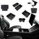 10PCS Center Console Organizer Tray for 2025 2026 Tesla Model Y Juniper Accessories, Under Seat Storage Armrest Hidden Storage Box Cup Holder Charger Pad for Tesla Model Y Juniper (Not fit Standard)