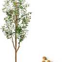Artificial Olive Trees 5FT - Large Faux Olive Tree for Indoor with White Planter, Tall Fake Olive Silk Tree Realistic Olive Plants with Branches and Fruits for Home Decor Office Living Room