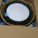 Artificial Faux Hanging Plants Flowers Basket for Summer Autumn Outdoor Outside Porch Decoration, Fake Silk Colorful Daisy Eucalyptus UV Resistant Look Real for Home Patio Balcony Yard (Blue)