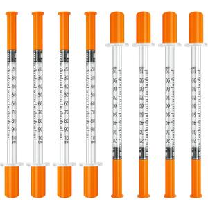 Jeringas, 1mL 31G 5/16" (8mm) jeringas con agujas para inyectar, Empaque Individual | Individually Wrapped, 100 Pack