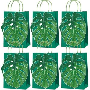 Oitnlaughter 24PCS Hawaiian Gift Bags Bulk Party Favors Aloha Goodie Bags with Palm Leaves Luau Tropical Theme Treat Paper Candy Favor boxes for Summer Birthdays Party Supplies Decorations