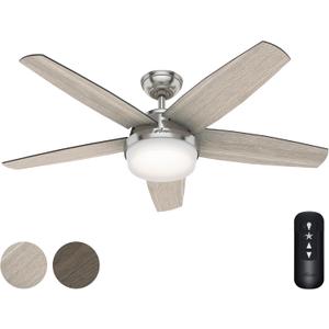 Hunter Fan 52 inch Contemporary Brushed Nickel Indoor Ceiling Fan with Light Kit and Remote Control, Brushed Nickel 
