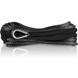 XPV SK75 1/4" x 49 Dyneema Synthetic Winch Rope Cable with Black Protecting Sleeve for SUV ATV UTV Vehicle Boat Car 10000LBS(Black)