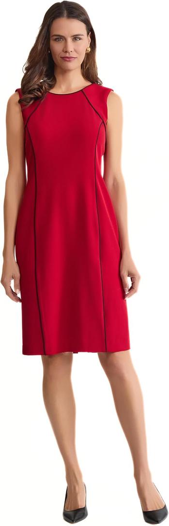 Kasper Women's Sleeveless Sheath Dress with Corded Piping Detail 8