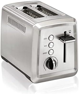 Hamilton Beach 2 Slice Toaster with Extra-Wide Slots, Bagel Setting, Toast Boost, Slide-Out Crumb Tray, Auto-Shutoff & Cancel Button, Defrost Function, Stainless Steel (22794)