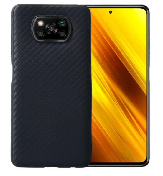 Compatible with Xiaomi Poco X3 X3 Pro X3 NFC Matte Carbon Fiber Pattern for Woman, Man, Elegance and Simplicity, Soft TPU Slim Mobile Cell Phone Case Cover Casing para Funda (Black)