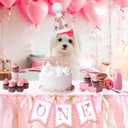 3PCS Pink Bow 1st Birthday Highchair Decorations for Baby Girl Pink Bow 1st Birthday Highchair Banner One Cake Topper Hat for Princess Fairy Girls Just Wanna Be One Party Supplies