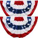 HOOSUN 2 Pack American Flag Bunting for Outside,3x6 FT Patriotic Bunting Flags Outdoor Veterans Day Decorations,Red White and Blue USA Pleated Fan Flag,American Flags Banners for Porch Patriotic Decor