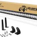 AUXTINGS 38 inch 180W Spot Single Row 14400LM Off Road LED Fog & Driving Roof Bumper Light Bars 2 Style Mounting Brackets for Off Road ATV UTV Trucks Boat,12V 24V Waterproof