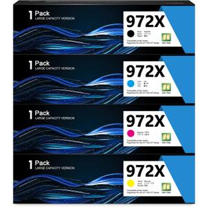 972X Ink Cartridges High Yield for PageWide Pro 452dn 452dw 452dwt 477dn 477dw 477dwt 552dw 577dw 577z Printer Ink Replacement for HP972X Ink Cartridge 972A 972X Black Cyan Magenta Yellow (4-Pack)