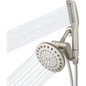Waterpik High Pressure Pulsating Shower Wand and Rain Shower Head Combo with Extra-Long 8-Foot Metal Hose, HairWand Pulse Spa System 12 Spray Modes for Hair and Body, Brushed Nickel