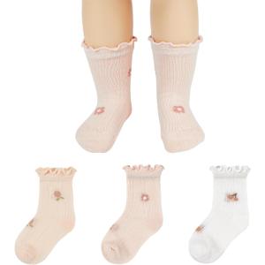 American Trends Baby Girls Toddler Anti Slip Non Socks Cotton Crew Socks ( 6-12 Months)