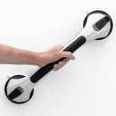 LEVERLOC Grab Bars for Bathtubs and Showers, Shower Handle 17 Inch Strong Suction Bath Handrails, Safety Grip for Bathroom Chair, Bathroom Grab Bar for Senior No Drilling Waterproof,Black (16.8)