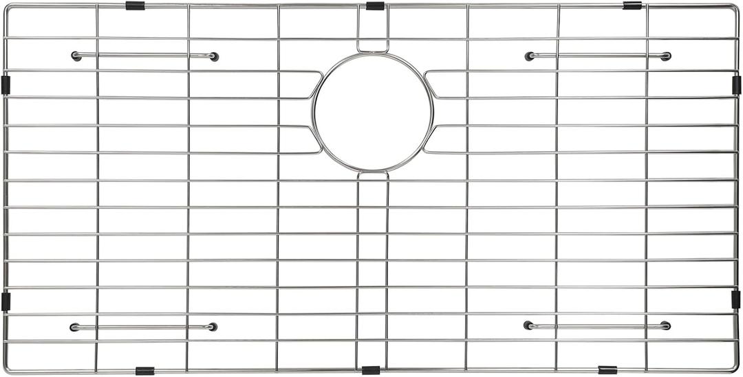 Sanycasa Stainless Steel Kitchen Sink Grid 30-5/8 x 15-1/2 Sink Protector for Single Bowl Sinks Rear Drain with Corner Radius 3/8", Durable Sink Grate & Drying Rack for Glassware