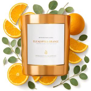 Eucalyptus Orange Wood Wick Candles | Fathers Day Gift for Dad | Soy Scented Candles | Gifts for Men | Aromatherapy | Shelf Decor, Bathroom Freshener