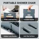 Foldable Bath Shower Safety Chair Seat, 17.7" High Anti-Slip Bench Bath tub Stool for Elderly or Seniors (Blue)