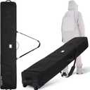 TeamObsidian Ski Bag - Can Hold Double Skis - Heavy Duty Padded Ski Bags for Air Travel - Water Resistant Snowboard or Skiing Kit Bag with Wheels (190cm)