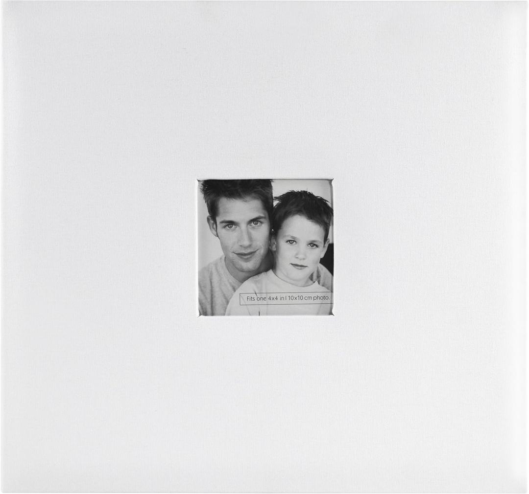 MCS Expandable 10-Page Fabric Scrapbook Album with Photo Opening Cover and 12 x 12 Inch Pages, 13.5 x 12.5 Inch, White