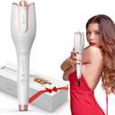 Automatic Rotating Curling Iron, Automatic Hair Curler, 4 Temperature Settings for All Hair Types, 3 Heating Durations for Diverse Styles, 1 Inch, Beach Waves Curling Wand (White)