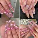 2 x 3D Alloy Nail Art Studs Nail Charms, Gold Hollow Star Moon Metal Nail Rivets Crystal Rhinestones Gems Jewelry DIY Crafts Manicure Decorations with Pick Up Tweezers