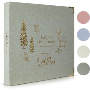 Keepsake Baby Memory Book for Boys and Girls Timeless First 5 Year Baby Book Neutral Journal Scrapbook or Photo Album - Record a Milestone for Every Event from Birth to Age 5, Sage green
