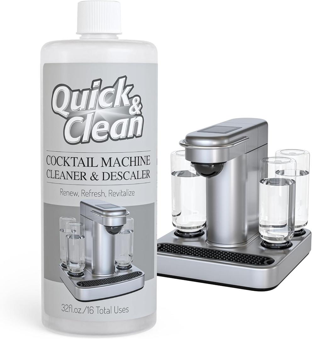 Quick & Clean Cocktail Machine Cleaner & Descaler - Made in the USA - Cleaner & Descaler for At-Home Cocktail Machines - Removes Mineral & Limescale Buildup - 32 Oz