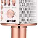 BONAOK Wireless Bluetooth Karaoke Microphone,3-in-1 Portable Handheld Karaoke Mic Speaker Machine Home Party Birthday for All Smartphones PC(Q37 Rose Gold)