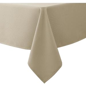 Biscaynebay Textured Fabric Tablecloths 90x156 Inches Rectangular, Natural Water Resistant Tablecloths for Dining, Kitchen, Wedding, Parties etc. Machine Washable