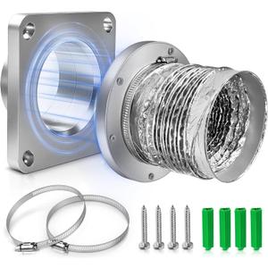 Magnetic Dryer Vent Coupler with 4 inch HoseMagnetic Dryer Vent Coupling for Connection and Disconnection,Magnetic Dryer Vent Connector Kit Strong Magnetic Self-connection(silver