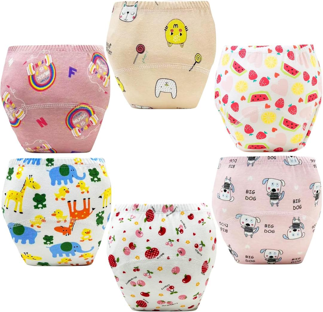 Upairy Training Pants for Girls Boys,Toddler Potty Training Underwear,Leakproof Reusable Kid Confident Panties,Children's Potty Underwear 100% Cotton for (6PCS,M)