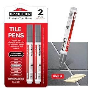 X-Protector Water Based Grout Marker - 2 PCS with 8 Tips, Dark Gray