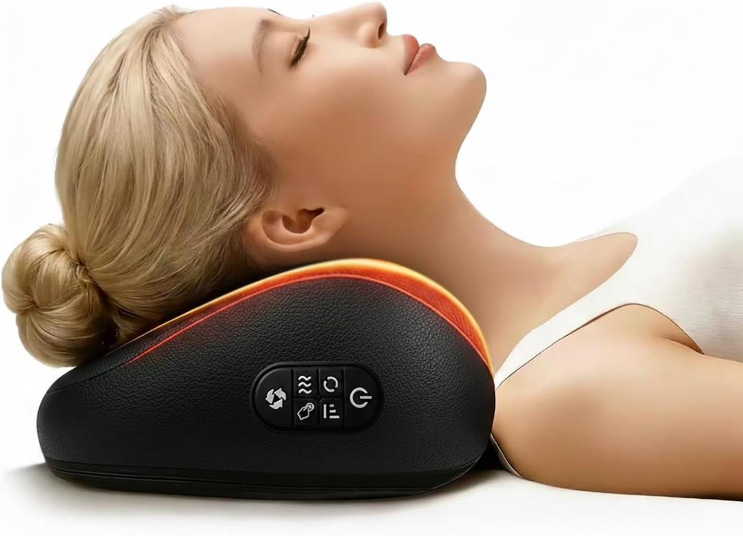 Shiatsu Neck Massager Pillow with Heat, 20 Nodes Deep Tissue Kneading Massage for Pain Relief, Back Shoulder Relaxation, Electric Cervical Support Pillow, Ideal Wellness Gift for Men Women