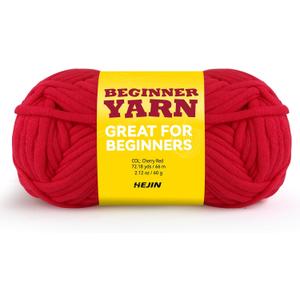 60g Cherry Red Yarn for Crocheting and Knitting;66m (72yds) Cotton Yarn for Beginners with Easy-to-See Stitches;Worsted-Weight Medium #4;Cotton-Nylon Blend Yarn for Beginners Crochet Kit Making (1PACK)