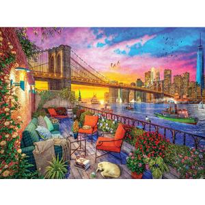 RoseArt - Kodak Premium Cork - Manhattan Balcony Sunset - 1000 Piece Jigsaw Puzzle for Adults