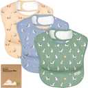 KeaBabies 3-Pack Waterproof Baby Bibs for Eating - Lightweight Toddler Feeding Bibs with Large Food Catcher, Mess Proof, Food-Grade Baby Eating Essentials, Easy to Put On & Clean (Pets & Paws)