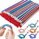 50 Pack Flexible Bendy Pencil,Colorful Stripe Soft Rubber Pencils with Erasers,Bendable Soft Pencil for Kids,Classroom Gifts,Goodie Bag Fillers