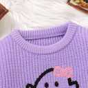 Toddler Girl/Boy Halloween Sweater Pumpkin Smile Embroidery Sweater Knitted Pullover Fall Winter Clothes (Purple)