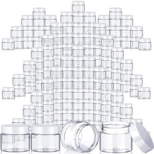 200 Pcs Empty Bulk Plastic Container Jars with Lid Leak Proof Round Plastic Jars Small Cosmetic Travel Containers for Storage Makeup Creams Lotion Ointments(White,2 oz)