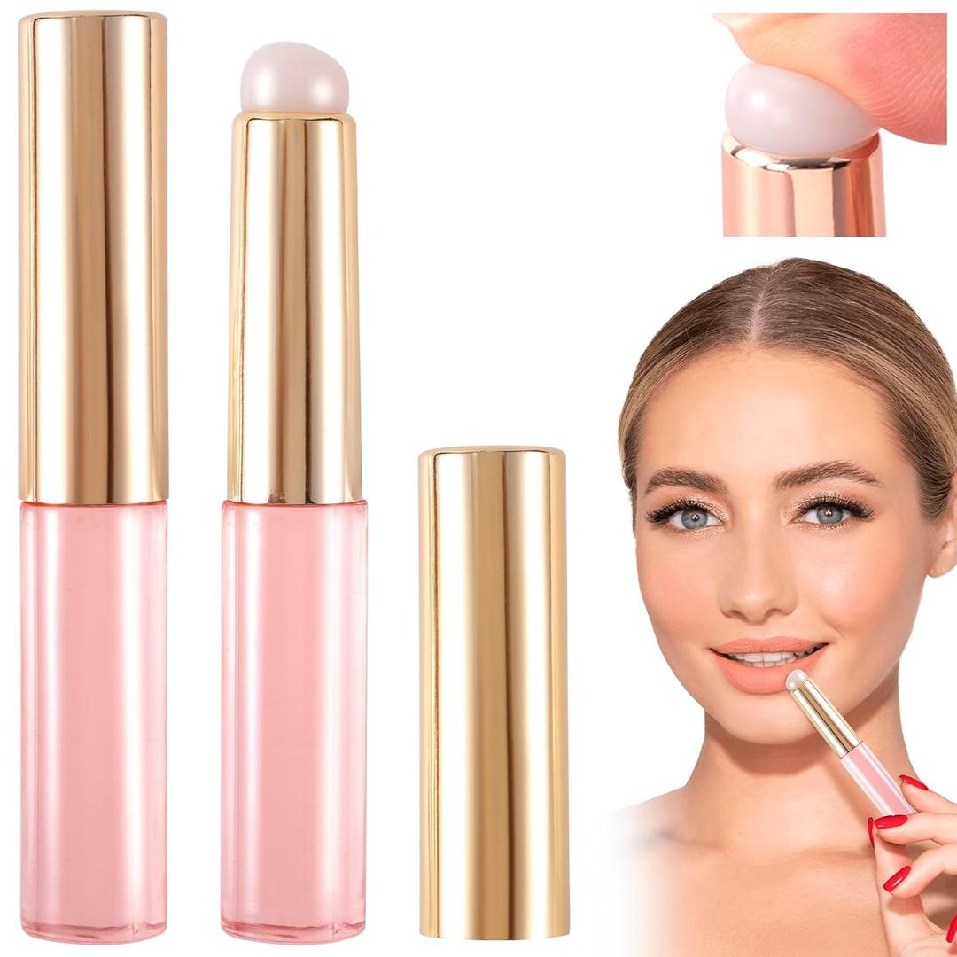 2 PCS Silicone Lip Brush, Silicone Angled makeup applicator, Lip Brush for Lipstick, Nail Art, Concealer for Women - Pink