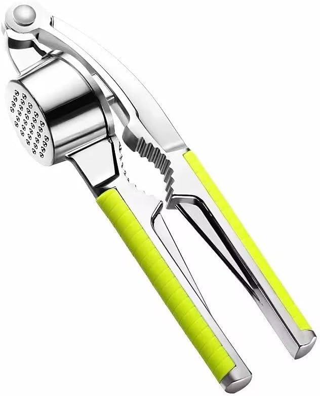 Garlic Press, Stainless Steel with Yellow Handles, Manual Kitchen Tool