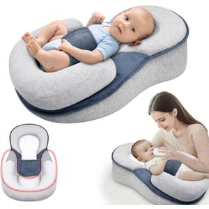 Rootling Baby Feeding Pillow, Anti-Overflow Feeding Pillow for Reducing Spit-Up, Safety Nursing Pillow, Baby Lounger Reflux Wedge Breastfeeding, Removable top and Bottom (Small, Black)