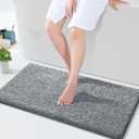 Yimobra Bathroom Rugs Mat, Extra Soft Comfortable Bath Rugs, Non-Slip, Water Absorbent and Thick Bathroom Floor Mats, Machine Washine, Shaggy Rugs for Shower Bathtubs, 32" x 20", Dark Gray&White