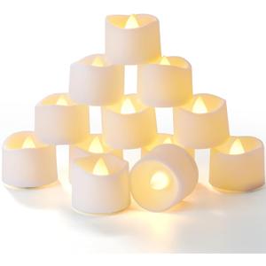 Homemory Timer Tea Lights Candles Battery Operated, 6H Timer Built-in, Auto On Daily, Flameless LED Tealight Votives for Table Centerpieces, Lantern, Holiday Decor, Warm Lamp, No Remote, 24-Pack (Warm White Glow, White Base)