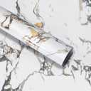 32x157inch Glossy White Gold Marble Contact Paper peel and stick Removable Wall Paper Counter Kitchen Marble Wallpaper Vinyl Wrap for Countertops Waterproof laundry Room Backsplash Living Room
