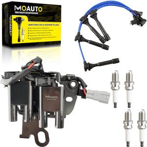 Set of 1 Ignition Coils Pack UF419 & 4 PCS Iridium Spark Plugs with Wire Set Compatible with Hyundai Elantra Tucson Tiburon Kia Sportage Spectra Spectra5 - L4 2.0L