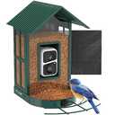 Soliom- Bird Feeder with Camera, 5W Solar Powered, AI Identify Species, Smart Wild Bird Watching, 2K Live View, Instant Arrival Alerts,Large 2.7L Seed Capacity, Metal Squirrel Chew-Proof - BF08 Green