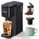 Mini Hot and Iced Coffee Maker Single Serve, for K Cup and Ground, 6 to 14 Oz Brew Sizes, with Recipe Book, for Home, Travel, RV, Office and Dorm, Classic Black (2.0 Version)