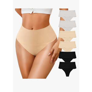 ASIMOON High Waisted Thongs Underwear for Women Seamless Underwear Ladies Soft No Show High Cut Panties 3Pack Size -Medium